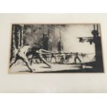 James McBey, print of a drypoint etching, titled to verso France at her Furnaces, dated January 1917