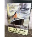 An enamelled sign, based on an advertising poster for the Titanic.
