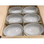 Forty eight boxed oval frosted glass dishes, made in Mexico, and supplied by The Colonial Gift