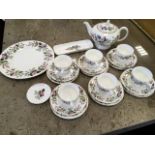 A Wedgwood Hathaway Rose pattern six-piece floral teaset including teapot, sandwich plate, etc. (A