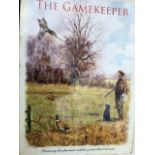 An enamelled metal sign, The Gamekeeper, the landscape view with title "Overseeing the peasants with