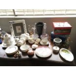 Miscellaneous ceramics and glass including a Paragon Malandi pattern floral teaset, Limoges, trinket