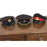 Three officers caps - Royal Engineers, Royal Military Police by Herbert Johnson and Dorset