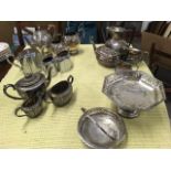 Four Victorian silver plated teasets - ovoid with scrolled handles, a gadrooned four-piece, an