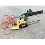 A Bosch PKE 35B electric chainsaw with blade cover; and a Landxcape 1800W electric chainsaw. (2)