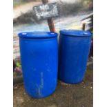 A pair of 3ft 55 gallon water barrels. (36in) (2)