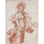 An eighteenth century sanguine on paper study of a lady, laid down, with John Eighteen Limited