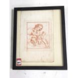 An eighteenth century sanguine on paper study of mother and child, laid down with John Eighteen
