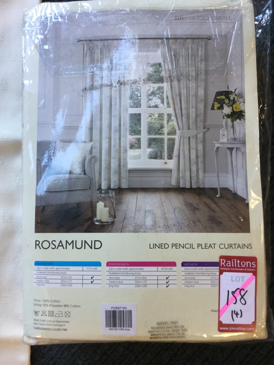 A pair of cream coloured curtains - 89in; and another unused new pair in the floral Rosamund pattern - Image 2 of 3