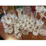 Miscellaneous glass including vases, a set of Brierly sundae dishes, jugs, Stuart Crystal, cut &