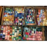 Six boxes of cotton/polyester threads, mixed colours, the spools of various quantities. (A lot)
