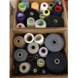 Two boxes of spools - threads, wool, yarns, cotton, etc. (35)