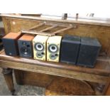 A pair of Denon speakers; a pair of Diamond IV speakers; and a pair of Acoustics speakers. (6)