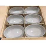 Forty five Mexican oval frosted glass dishes, the boxed glasses supplied by the Colonial Gift