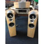 A Denon AL 24 Processing Plus amplifier, with set of three Kef Q series speakers. (4)