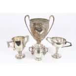 Three 1920s - 1930s silver two-handled trophies presented to the Epping & Ongar Farmers' Coursing