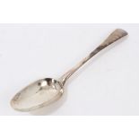 Georgian Scottish Provincial silver Old English pattern tablespoon with engraved initials (Aberdeen