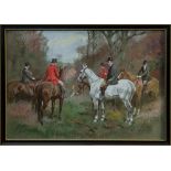 Thomas Ivester Lloyd (1873 - 1942), trio of watercolour and gouache hunting scenes, two signed,
