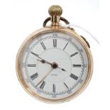 Early 20th century gentlemen's gold open face pocket watch with Swiss button-wind movement,