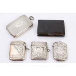 Four Victorian and Edwardian silver vesta cases of rectangular form,