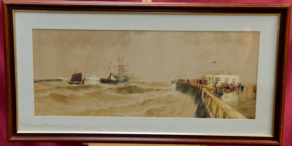 Thomas Bush Hardy (1842 - 1897), watercolour - paddle steamer and shipping in the harbour,