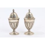Pair late Victorian silver pepperettes of classical form,