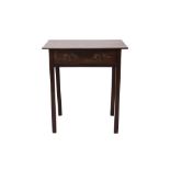 George III mahogany side table with well-coloured projecting top above frieze drawer,
