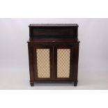 Regency rosewood chiffonier with brass galleried shelf back,