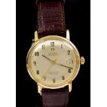 1960s gentlemen's Omega Automatic Seamaster De Ville gold wristwatch with circular dial,