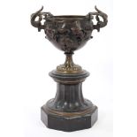 19th century Continental bronze urn of classical form,