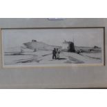 Samuel Prout (1783 - 1825), pencil drawing - View at Eastbourne, Sussex, c.