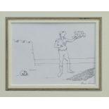 Simon Bond (1947 - 2011), pen and ink illustration - Hamlet, signed, in glazed gilt frame, 12.