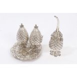 Middle Eastern white metal incense burner and in the form of pinecones,