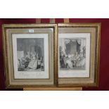 Jean-Michel Moreau (1741 - 1814), set of four black and white engravings - French interiors,