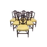 Matched set of six George III Hepplewhite-style mahogany dining chairs,