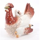 Victorian Staffordshire pottery hen and chick tureen and cover, circa 1880,