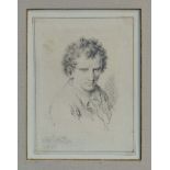 Thomas Worlidge (1700 - 1766), pencil portrait of a young man, signed and dated 1760,