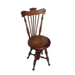 Late 19th / early 20th century American beech harpists' chair,