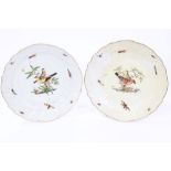 Pair 19th century Meissen chargers with moulded borders,