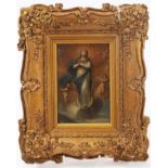 18th century Spanish School oil on copper - The Assumption, in gilt frame,
