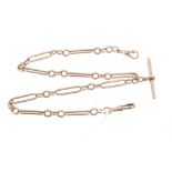 Rose gold (9ct) watch chain,