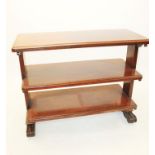 Victorian mahogany three tier buffet with three rounded rectangular shelves,