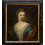 Pair early 18th century English School oils on canvas - portraits of Anthony and Elizabeth Crofts,
