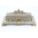 Good quality 19th century brass desk stand of stepped rectangular pierced form,