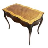 Good 19th century walnut, partidgewood and marquetry serpentine card table,