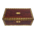Fine quality Regency flame mahogany and brass bound writing slope,
