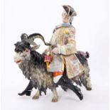 Large 19th century Meissen porcelain figure of Count Brühl's Tailor, on a goat modelled after J. J.