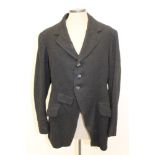 Vintage black hunting coat with Essex & Suffolk Hunt black buttons - five large and four small,