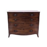 Good George III mahogany and boxwood line-inlaid bowfront chest of drawers,