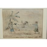 Mid-19th century novelty watercolour, entitled - 'Air without exercise, Hong Kong',
